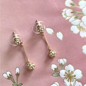 Crystal Ball Gold Chain Dangle Earrings